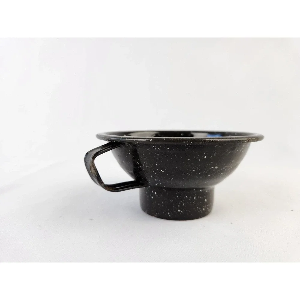 Vintage Enamel Canning Funnel Handle Speckled Enamelware Country Kitchen Decor‎